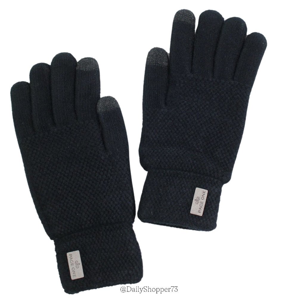 Page One Women's Butter Soft Warm Knit Black Touchscreen Friendly Gloves
